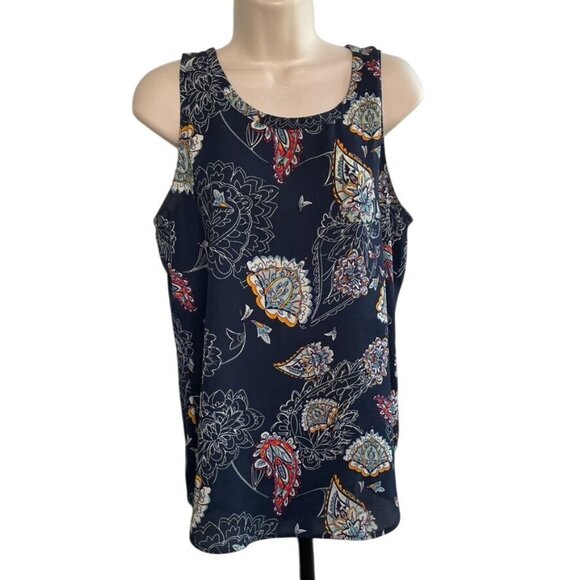 VanHeusen Floral Sleeveless Womens Top Bohemian Style Blouse Size M C - Picture 1 of 8